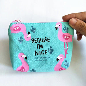 PETIT ET MIGNON PORTE-MONNAIE FLAMANT ROSE EN TOILE