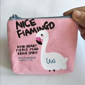 PETIT ET MIGNON PORTE-MONNAIE FLAMANT ROSE EN TOILE