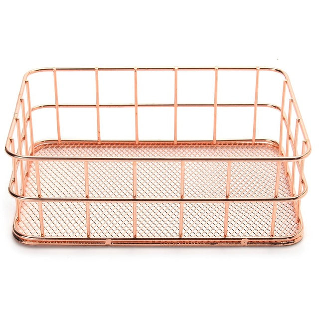 PANIERS DE RANGEMENT EN FIL DE MÉTAL ROSE GOLD